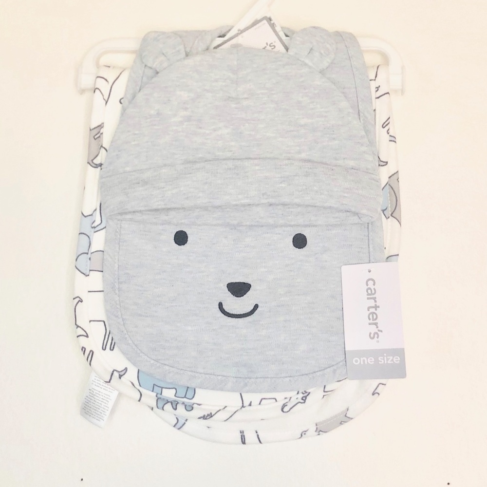 NWT Carter's Beanie, Bib, and Burp Cloth